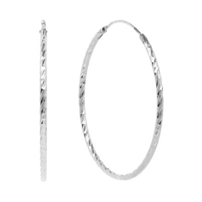 Designer sterling silver faceted hoop earrings